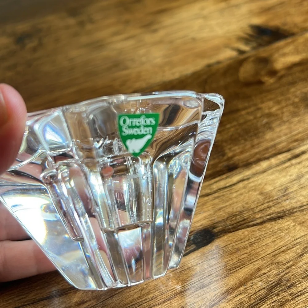 Orrefors Sweden Vintage New no Box Crystal Orion Single Taper Candle Holder MCM